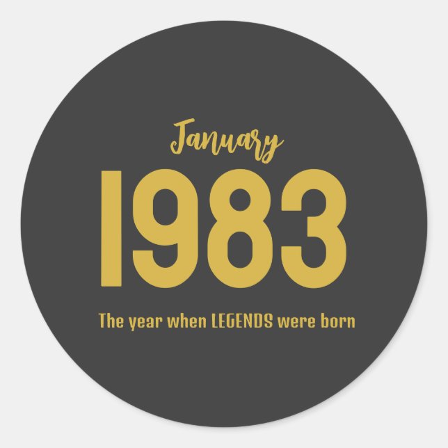 Customizable month year text legend gift runder aufkleber (Vorderseite)