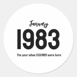 Customizable month year text legend gift runder aufkleber