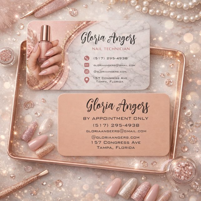 Customizable Nail Technician Business Card Visitenkarte (Von Creator hochgeladen)