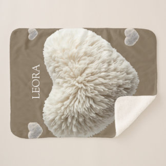 Customizable Name Fluffy Heart Blanket Sherpadecke