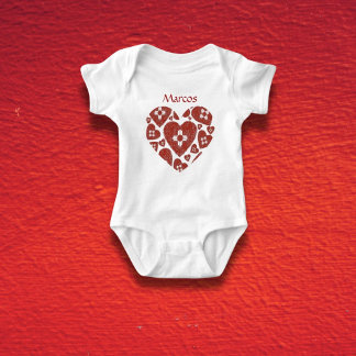 Customizable New Mexico Zia Heart Baby  Strampler