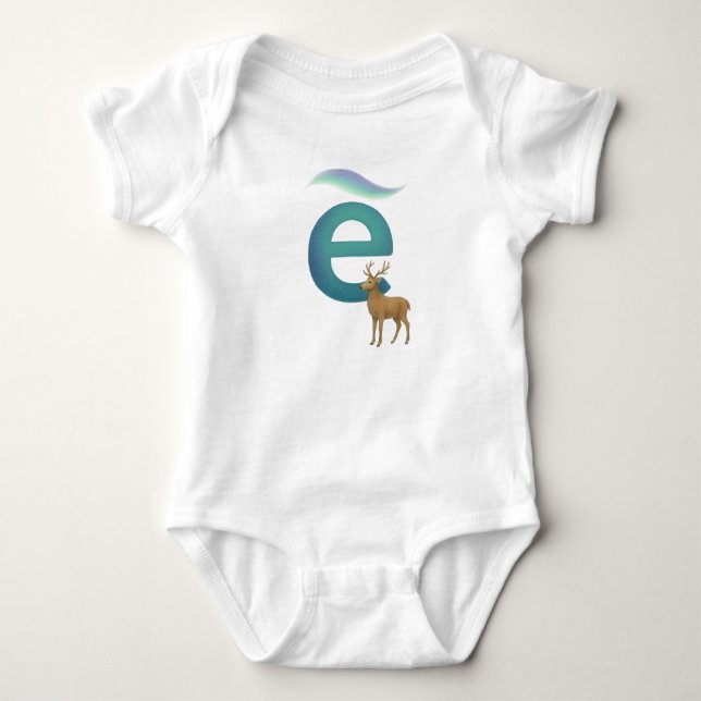 Customizable Northern Lights Letter E Elk Baby Strampler (Vorderseite)