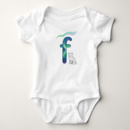 Customizable Northern Lights Letter F Arctic Fox Baby Strampler