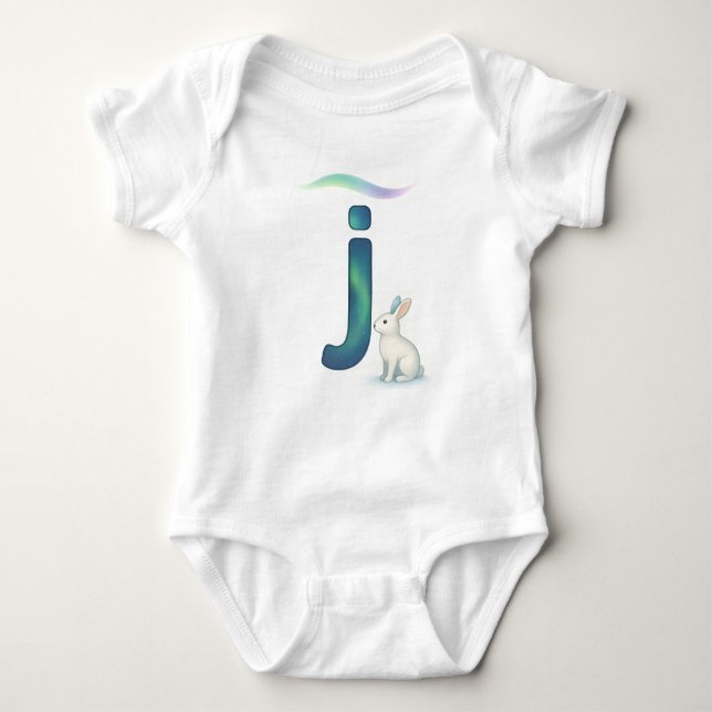 Customizable Northern Lights Letter J Jackrabbit Baby Strampler (Vorderseite)