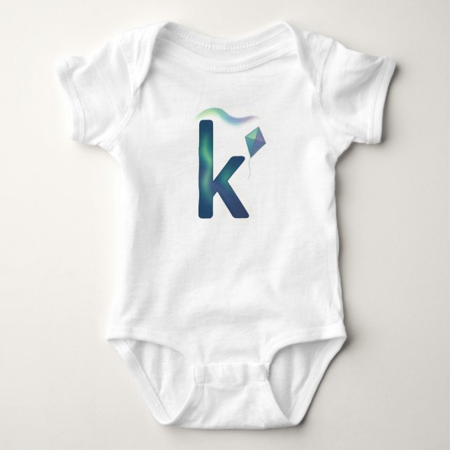 Customizable Northern Lights Letter K Kite  Baby Strampler (Vorderseite)