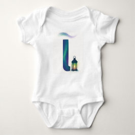 Customizable Northern Lights Letter L Lantern Baby Strampler