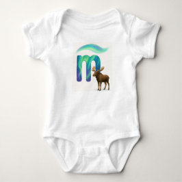 Customizable Northern Lights Letter M Moose Art Baby Strampler