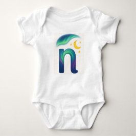 Customizable Northern Lights Letter N Night Sky Baby Strampler