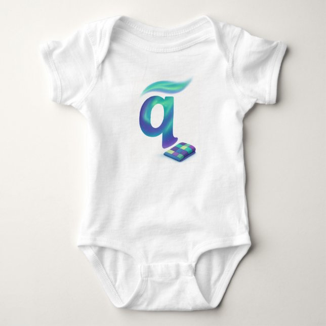 Customizable Northern Lights Letter Q Aurora Quilt Baby Strampler (Vorderseite)