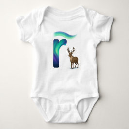 Customizable Northern Lights Letter R Reindeer  Baby Strampler