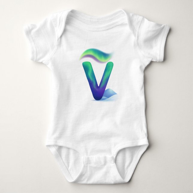 Customizable Northern Lights Letter V Valley Baby Strampler (Vorderseite)