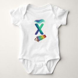 Customizable Northern Lights Letter X Xylophone Baby Strampler