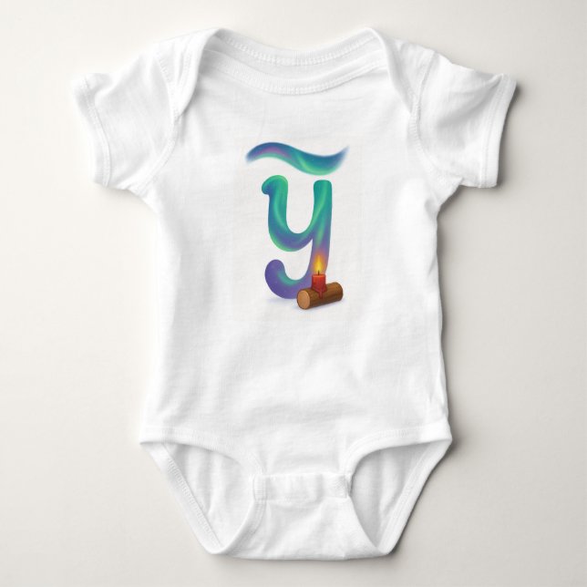 Customizable Northern Lights Letter Y Yule Log Baby Strampler (Vorderseite)