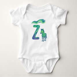 Customizable Northern Lights Letter Z Aurora Zebra Baby Strampler
