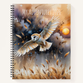 Customizable owl watercolor in the wild notizbuch