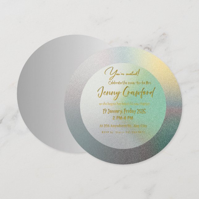 Customizable Pastel Gradient Round Wedding Brunch  Einladung (Vorne/Hinten)