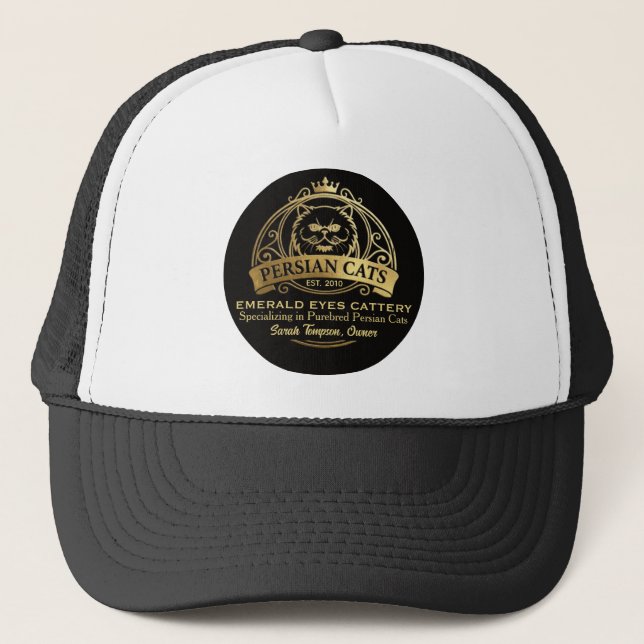 Customizable Persian Cattery Owner Trucker Hat  Truckerkappe (Vorderseite)