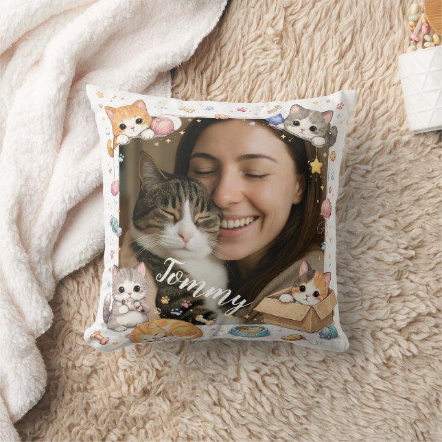 Customizable Photo and Name Pillow for Pet Lovers Kissen (Decke)