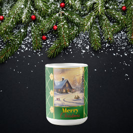 Customizable Photo Elegant Green & Gold Christmas Kaffeetasse