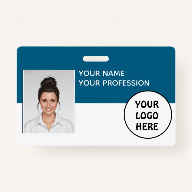 Customizable Photo ID Badge – Editable Name, (Devant)