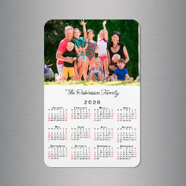 Customizable Photo Name 2026 Calendar Magnet