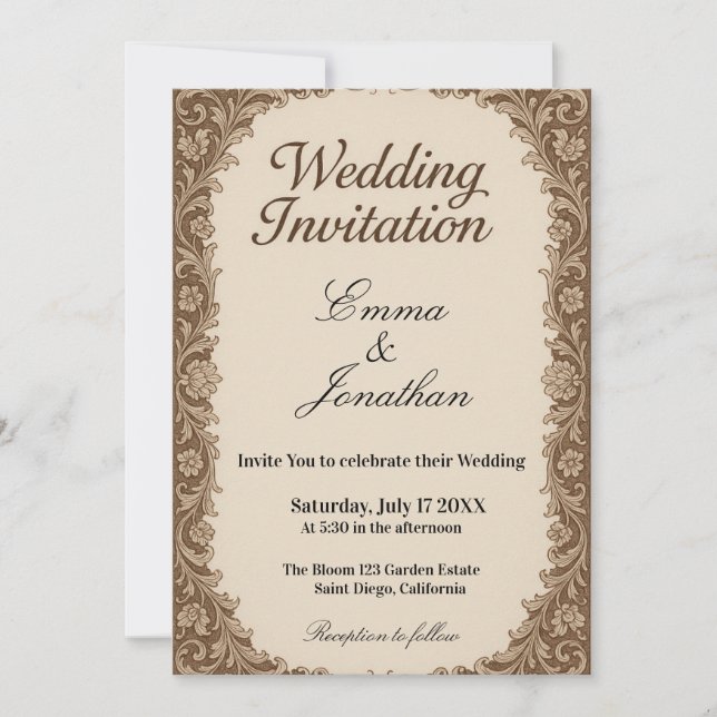 Customizable Photo Wedding Invitation Card (Devant)
