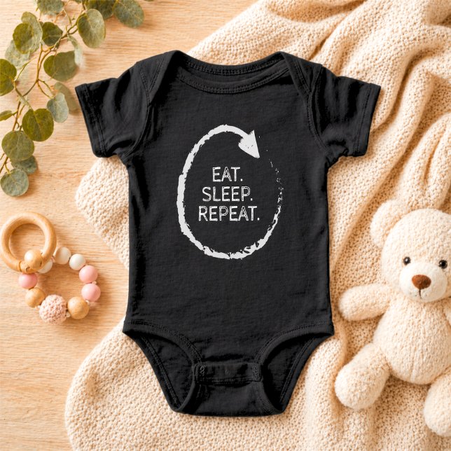 Customizable Phrase Eat. Sleep. Repeat. Baby Strampler (Von Creator hochgeladen)