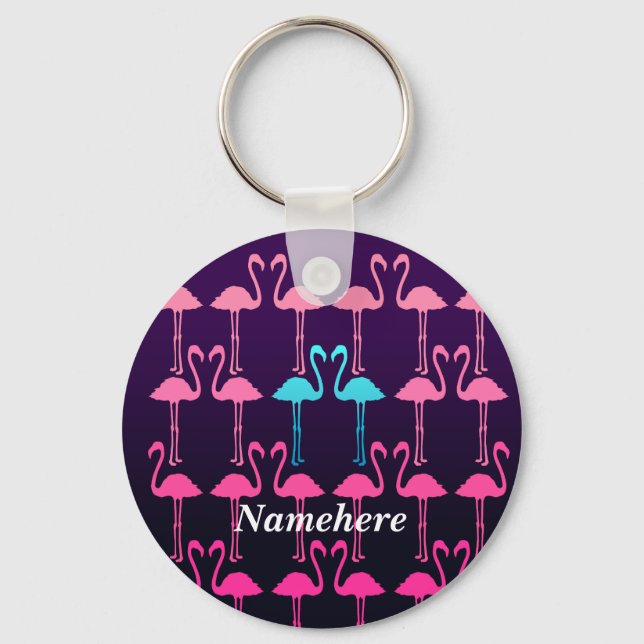 Customizable: Pink flamingo Schlüsselanhänger (Vorderseite)