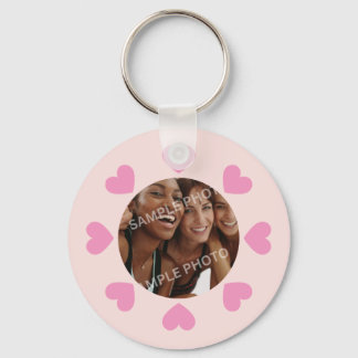 Customizable Pink Heart Photo Schlüsselanhänger
