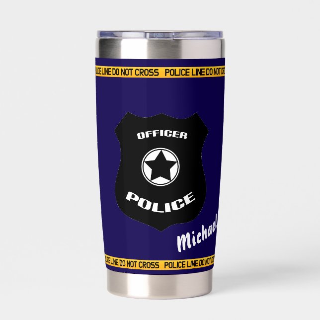 Customizable Police Tribute Design with Badge  Thermobecher (Rückseite)