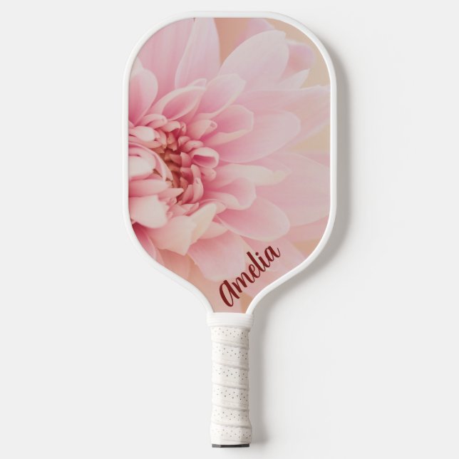 Customizable Pretty Pink Dahlia Pickleball Paddle (Vorderseite)