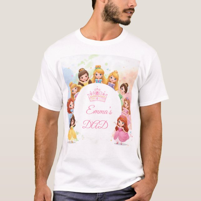 Customizable Princess Birthday T-Shirt for Dad (Vorderseite)