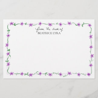 Customizable Purple Floral Briefpapier