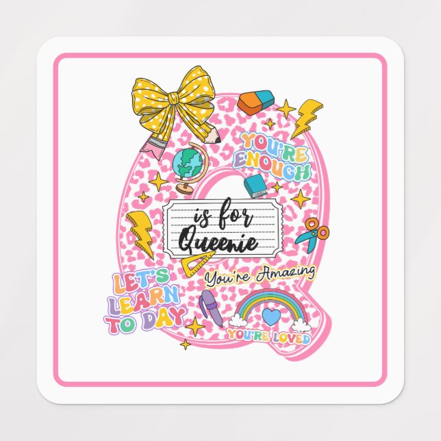 Customizable “Q is for” Alphabet Art – Inspiration Etiketten (Design 1)