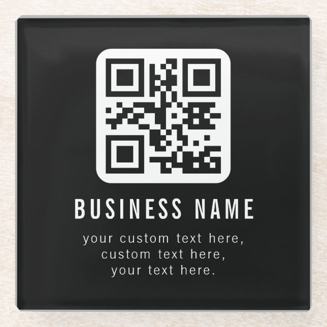 Customizable QR Code & Editable Text Design Glasuntersetzer (Vorderseite)