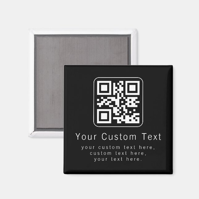 Customizable QR Code & Editable Text Template Magnet (Vorderseite/Rückseite)