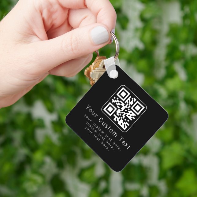 Customizable QR Code & Editable Text Template Schlüsselanhänger (Hand)