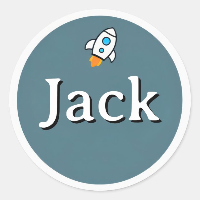 Customizable Rocket Space Kids Name Sticker (Vorderseite)