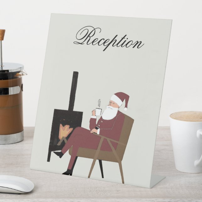 Customizable Santa Fireplace Pattern Table Sign Sockelschild (In Situ)