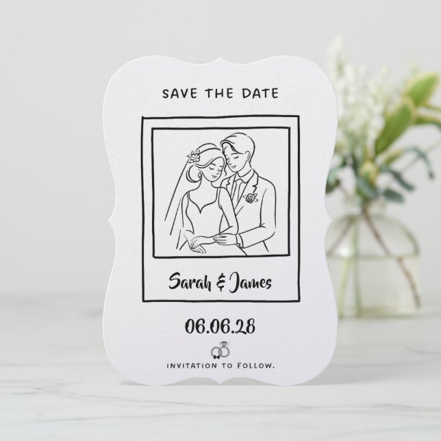 Customizable Save the Date  Bride groom  (Stehend Vorderseite)