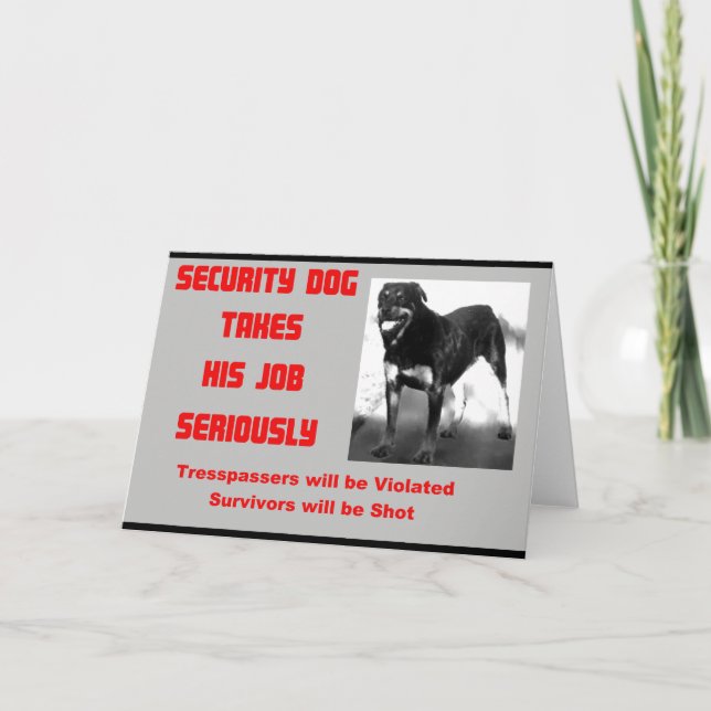 Customizable Security Dog Dankeskarte (Vorderseite)