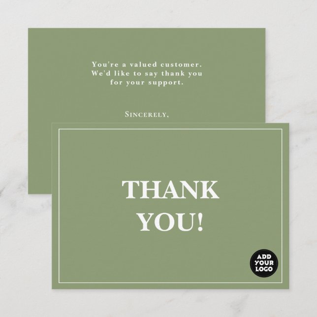 Customizable Simple Company Logo Custom Thank You Dankeskarte (Vorne/Hinten)