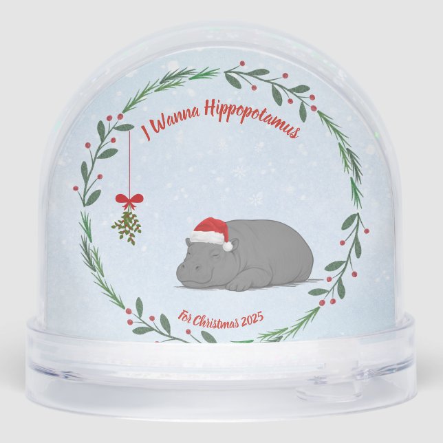 Customizable Snow Globe- Sleepy Hippo Schneekugeln (Rückseite)