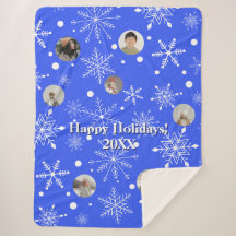 Customizable Snowflake Flurry Sherpa Blanket