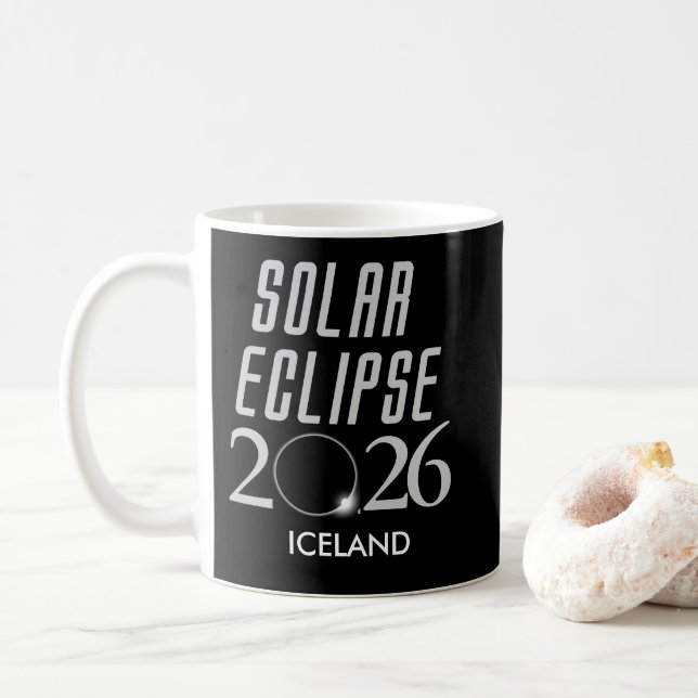 Customizable Solar Eclipse 2026 Iceland Mug Kaffeetasse (Mit Donut)