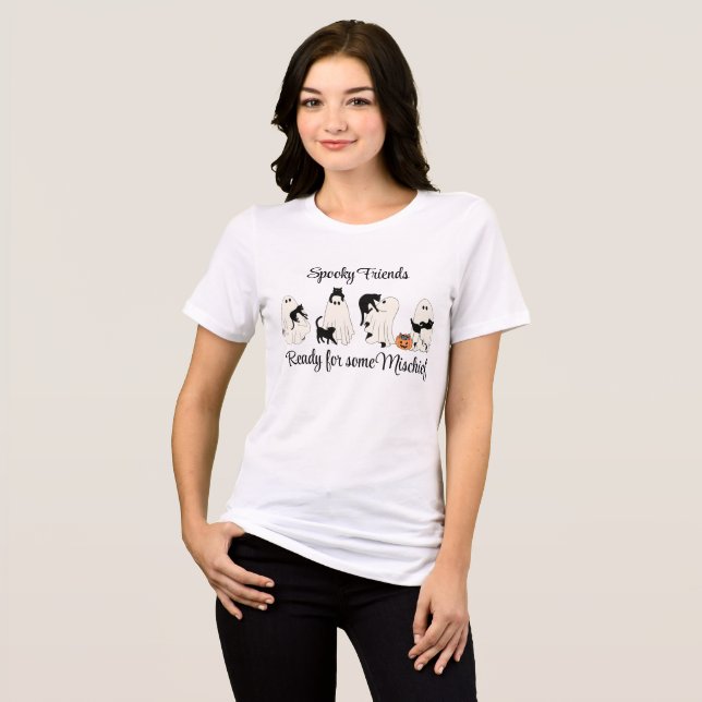 Customizable Spooky Ghost Cats Tee (Vorderseite voll)
