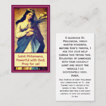 Customizable St. Philomena Prayer Card