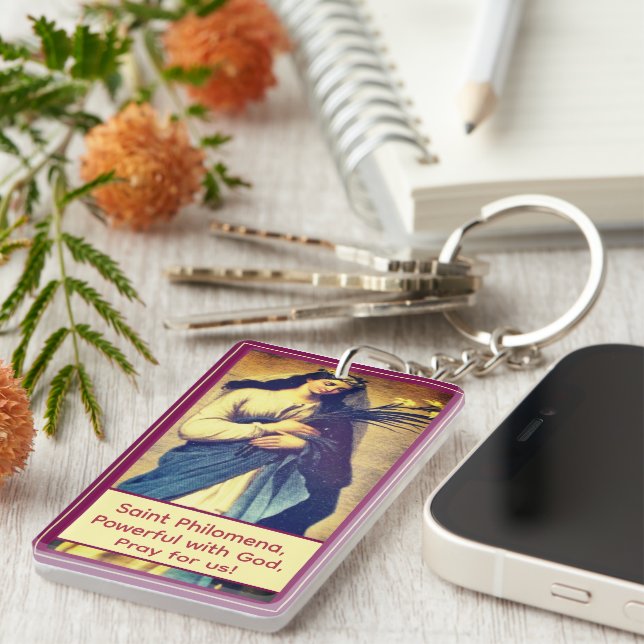 Customizable St. Philomena  Schlüsselanhänger (Vorderseite rechts)