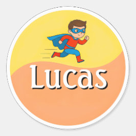 Customizable Superhero Kids Name Sticker