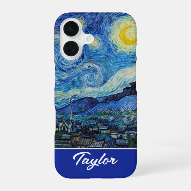 Customizable The Starry Night by Van Gogh iPhone 16 Hülle (Rückseite)